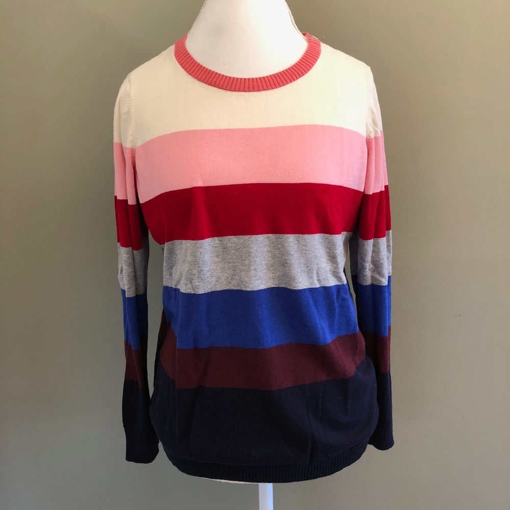 Talbots Women Color Block Crew Neck Sweater